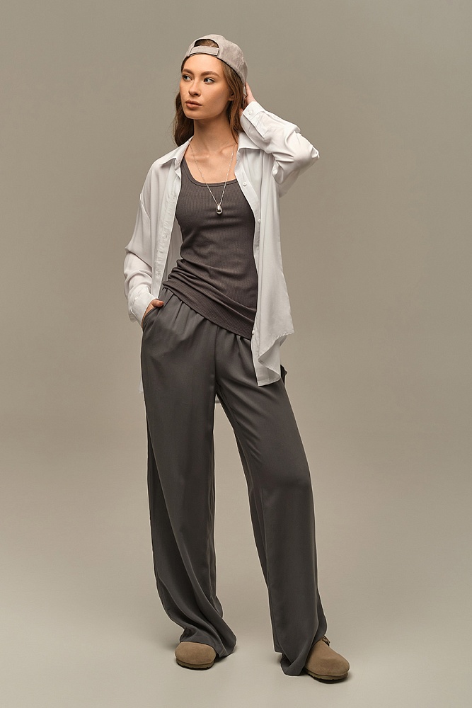 Майка трикотажная в рубчик Flat Графит_18968