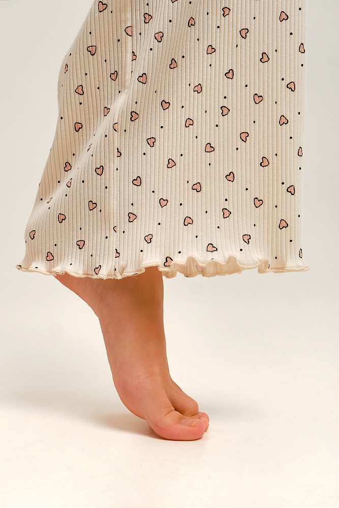 Брюки трикотажные в рубчик Flat White Молочный в сердце_13264