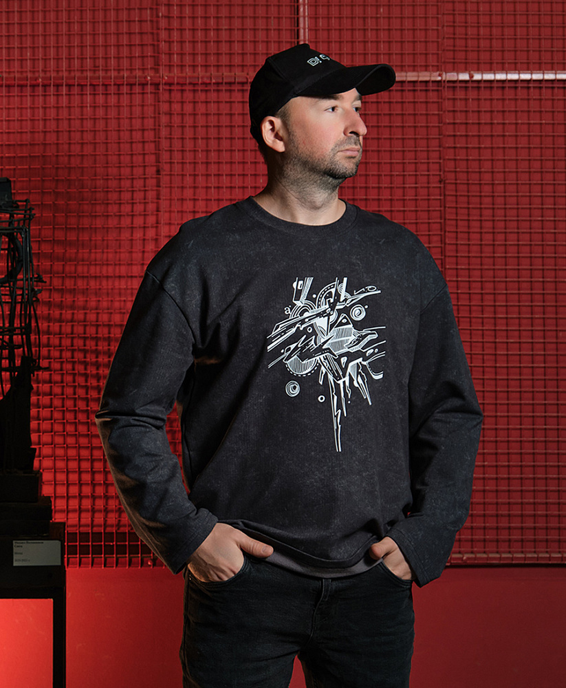 Лонгслив с принтом Art moment Серый туман/ Белый_15346