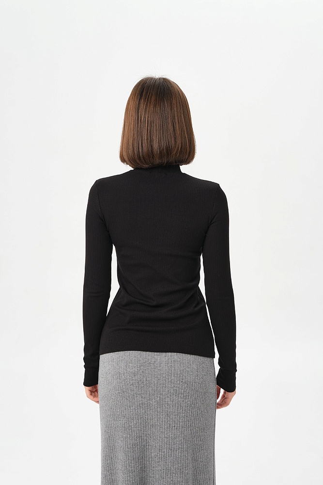 Лонгслив трикотажный в рубчик Flat Черный_16914