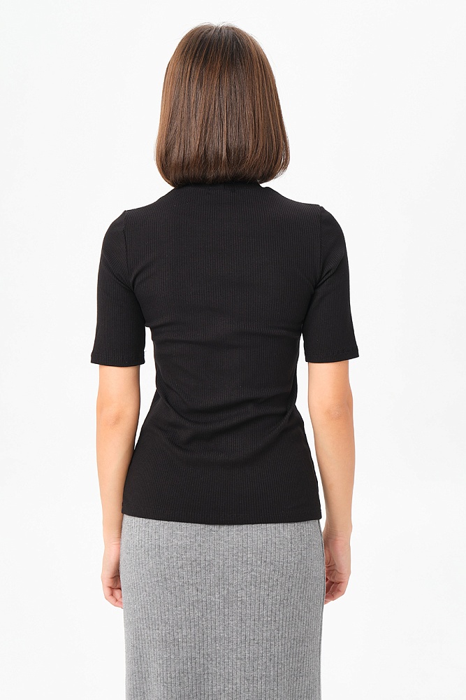 Футболка трикотажная в рубчик Flat Черный_16886