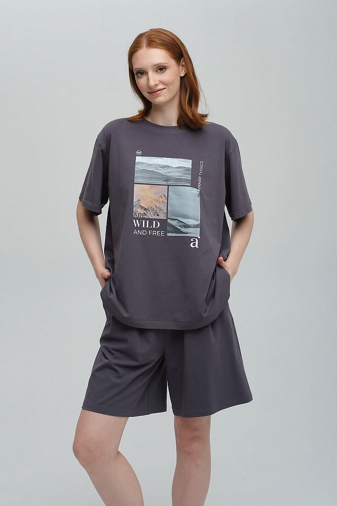 Шорты из эластичного хлопка Bloom Графит_8695