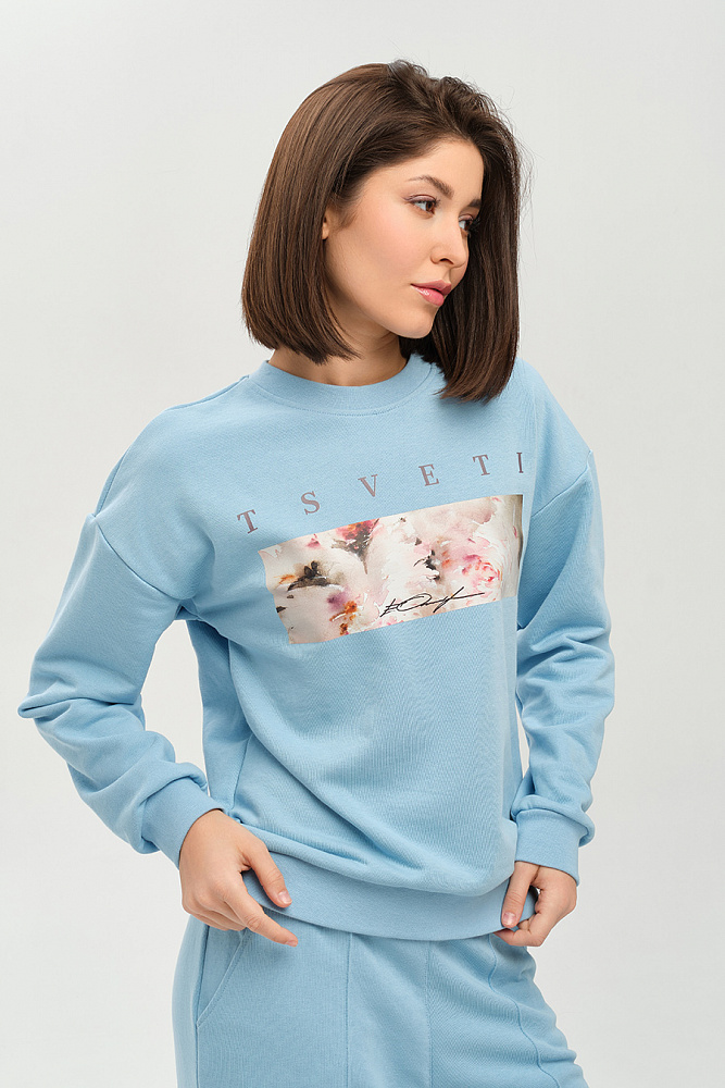 Свитшот из футера Art place Голубой/Пион_14375