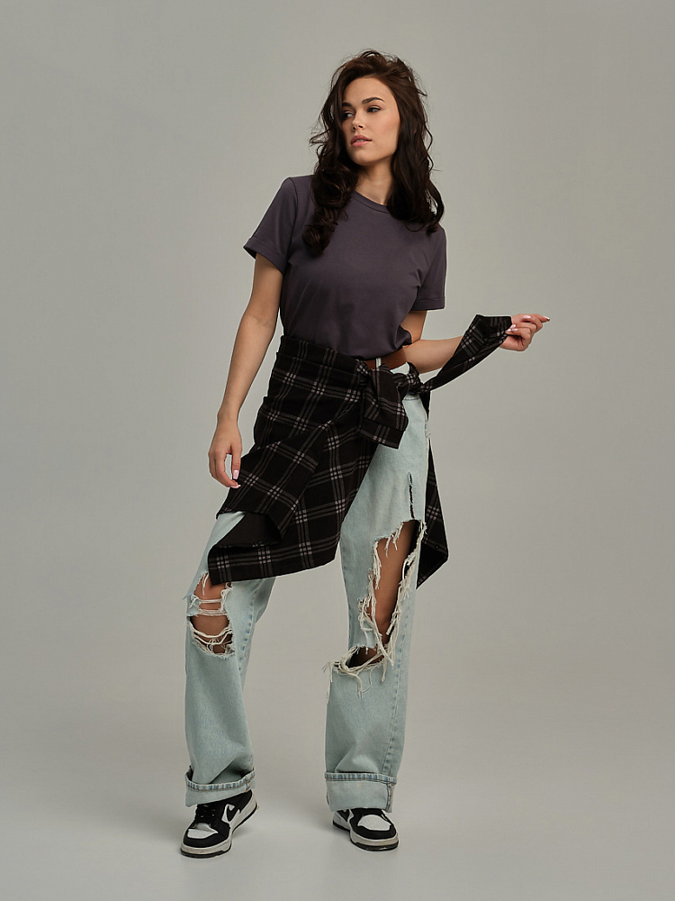 Футболка из эластичного хлопка Nelly Графит_11098