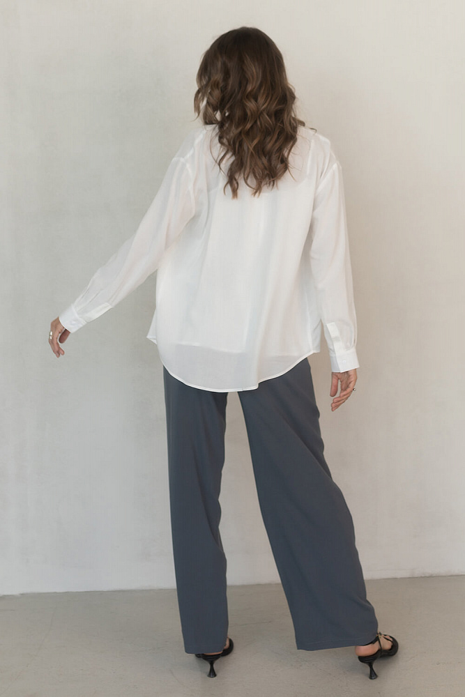 Рубашка с длинным рукавом из струящегося штапеля Pretty Белый_6922