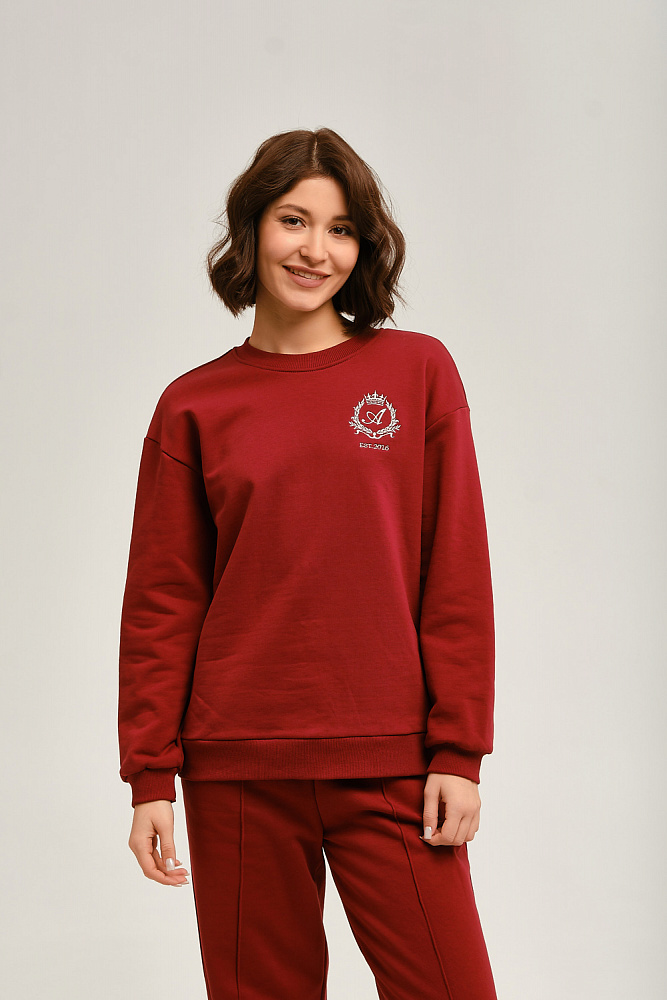 Свитшот с начесом Lori Бордовый_12803