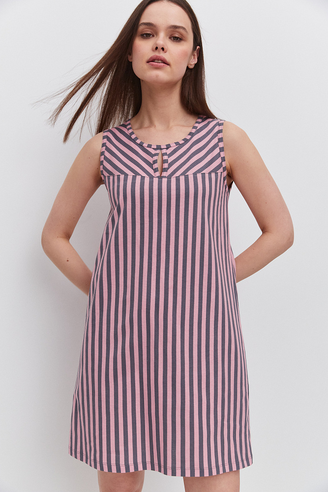 Сорочка из хлопка Cozy time Полоска на розовом_11242