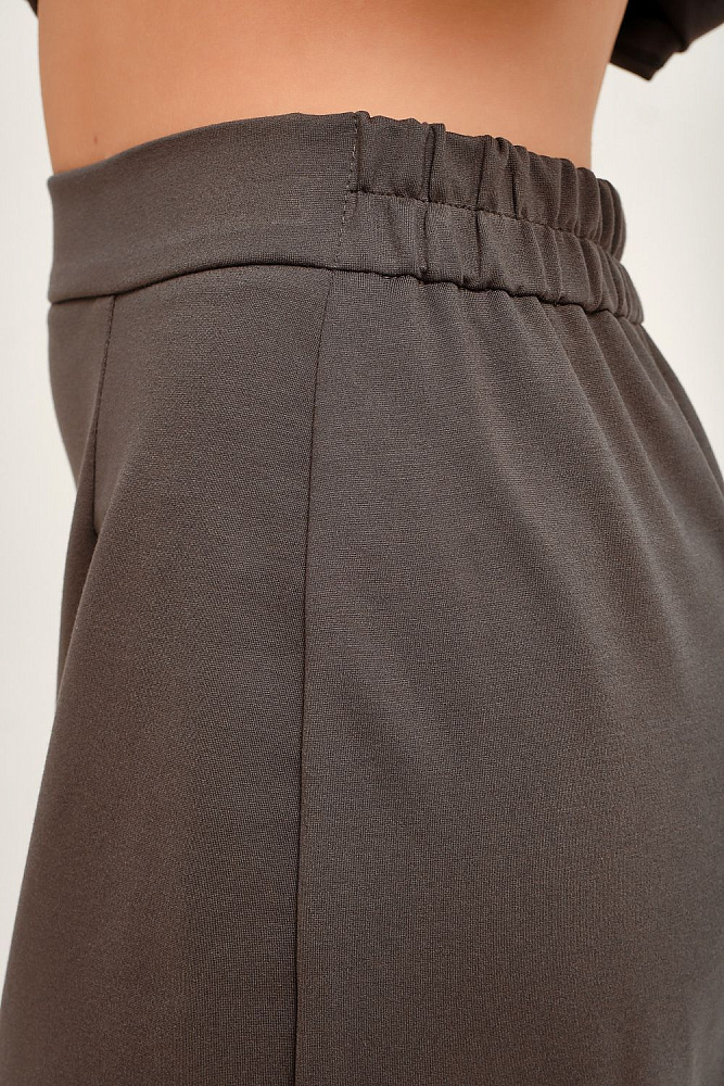 Прямая юбка миди с разрезом Jersey Графит_12722