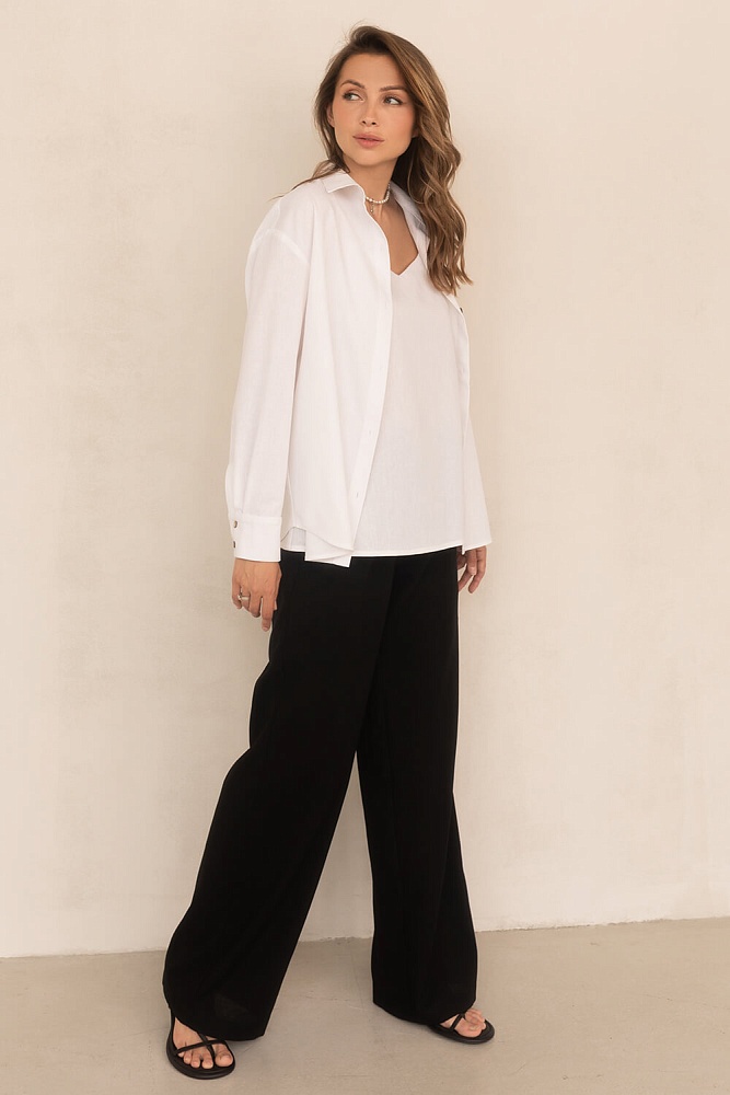 Рубашка оверсайз изо льна с длинным рукавом Sonet Белый_5956