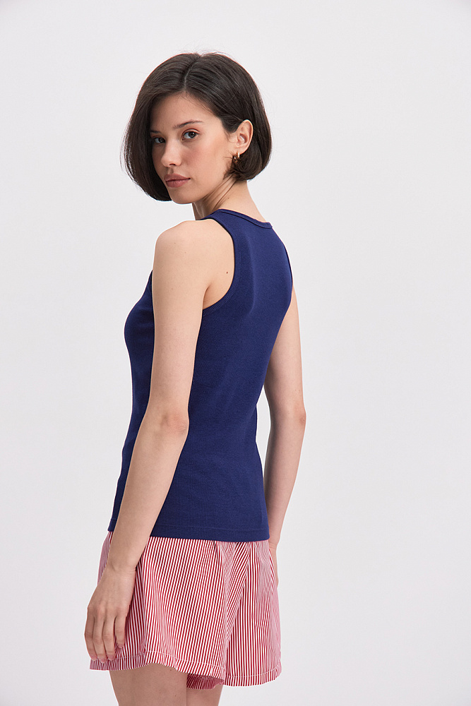 Майка Американка трикотажная в рубчик Basic Черничный_15703