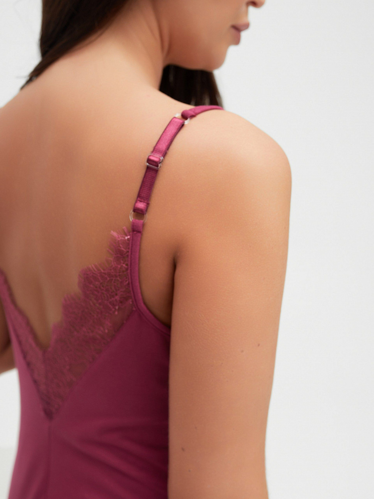 Сорочка из вискозы с кружевом Milana Малиновый_12010