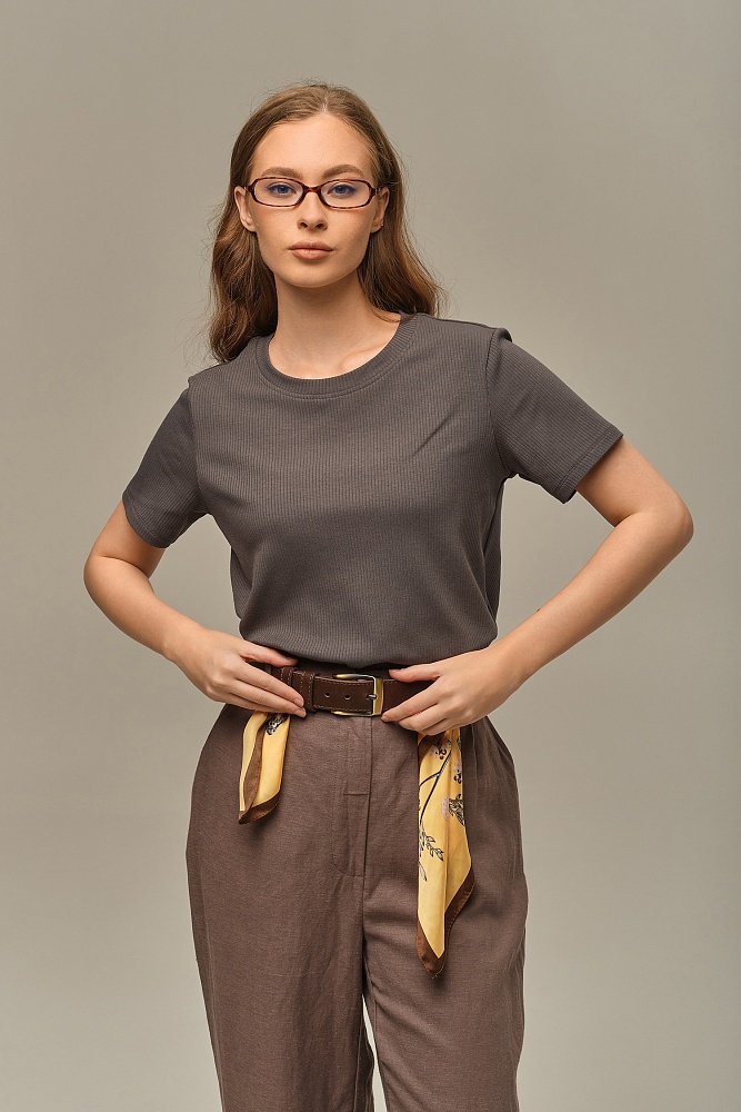 Футболка трикотажная в рубчик Flat Графит_16039