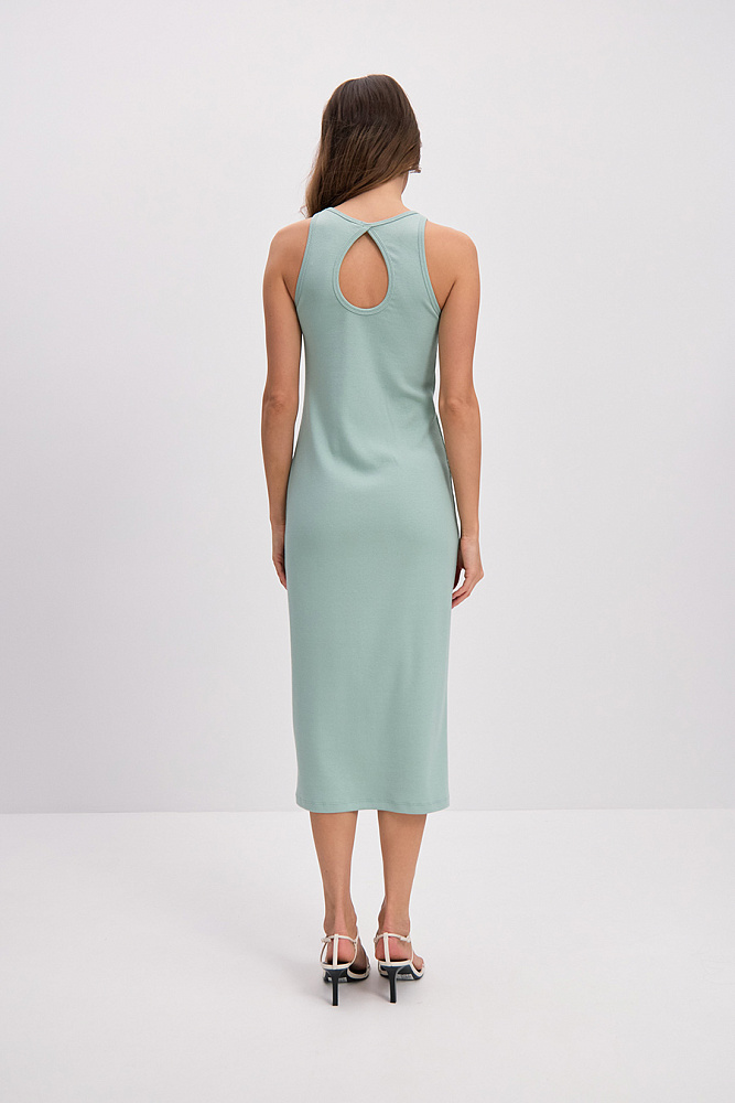 Платье в рубчик Basic Шалфей_14557