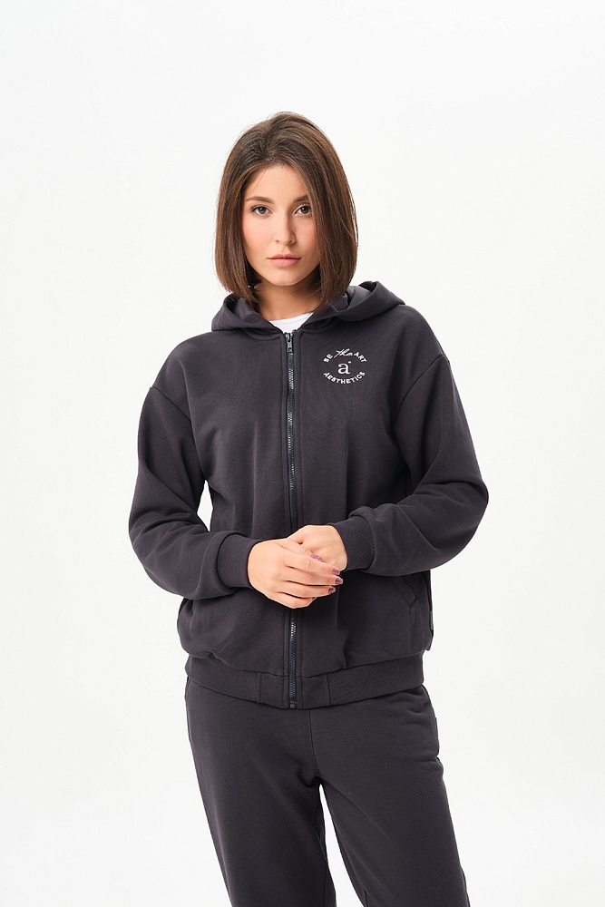 Худи на молнии из футера Art place Графит_16804