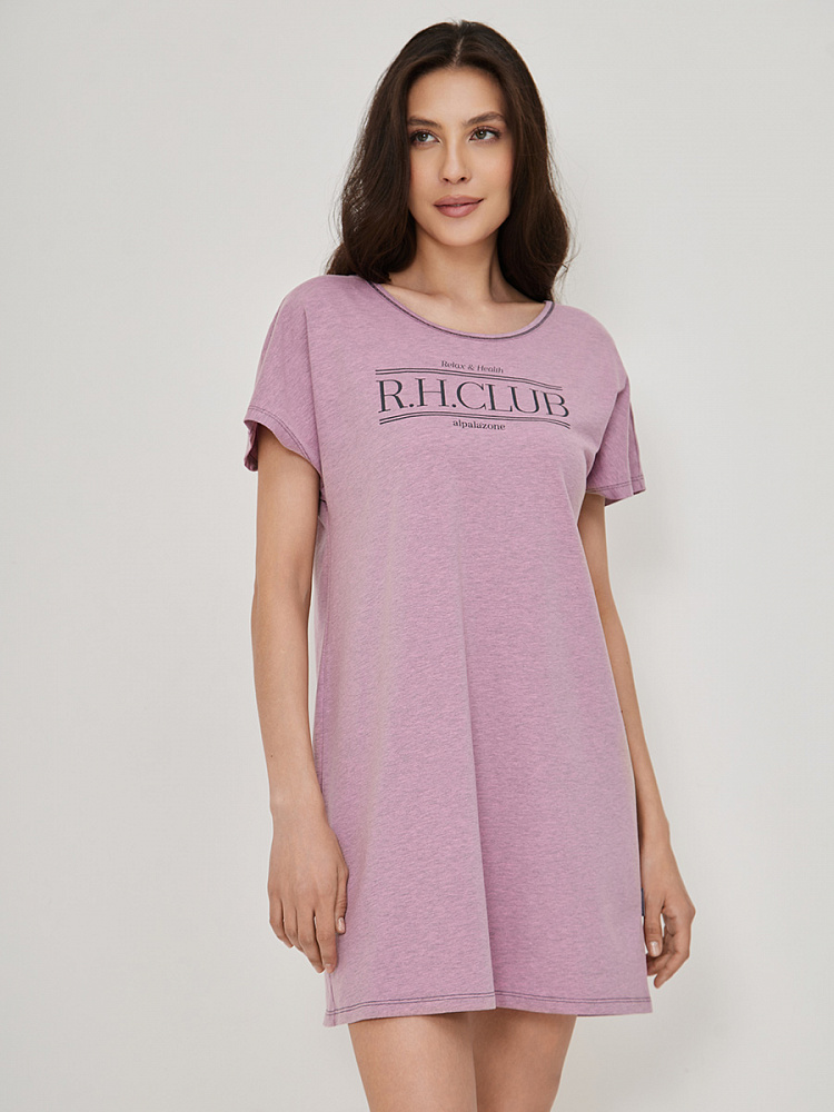 Платье сорочка с принтом и вырезом на спине  Medea Пыльно-лиловый_13477