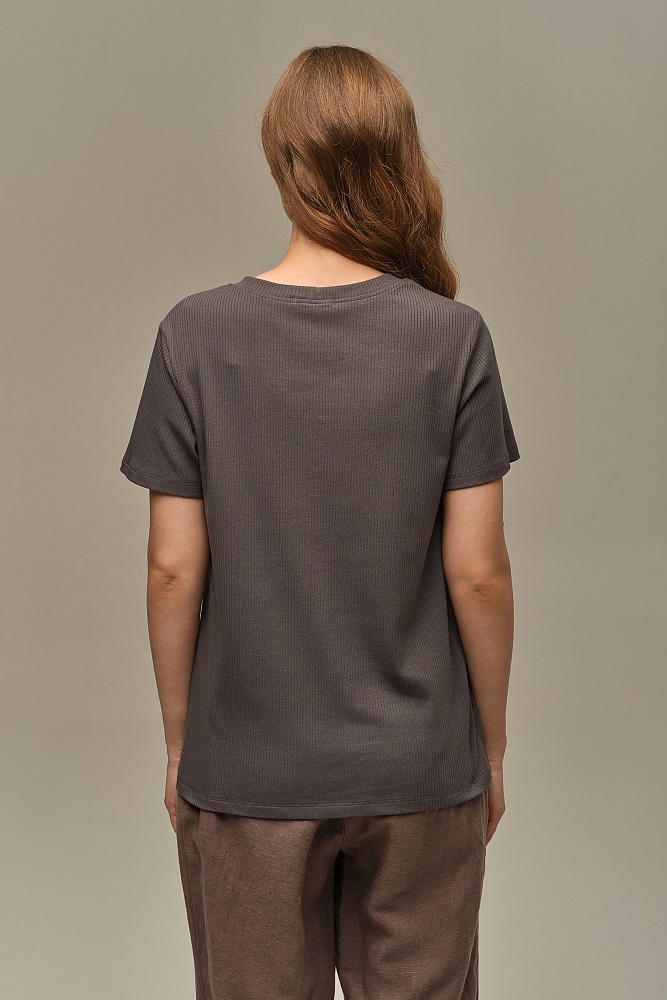 Футболка трикотажная в рубчик Flat Графит_16035