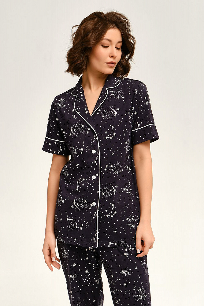 Рубашка с коротким рукавом из хлопка Slow beauty Созвездия_12575