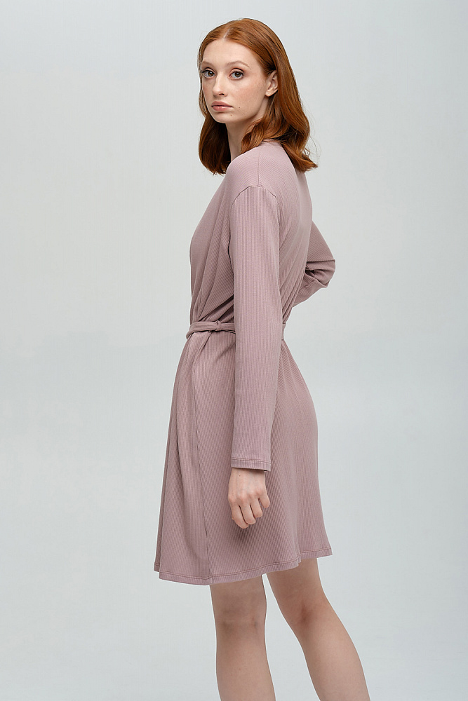 Халат трикотажный в рубчик Пудра Flat_8469