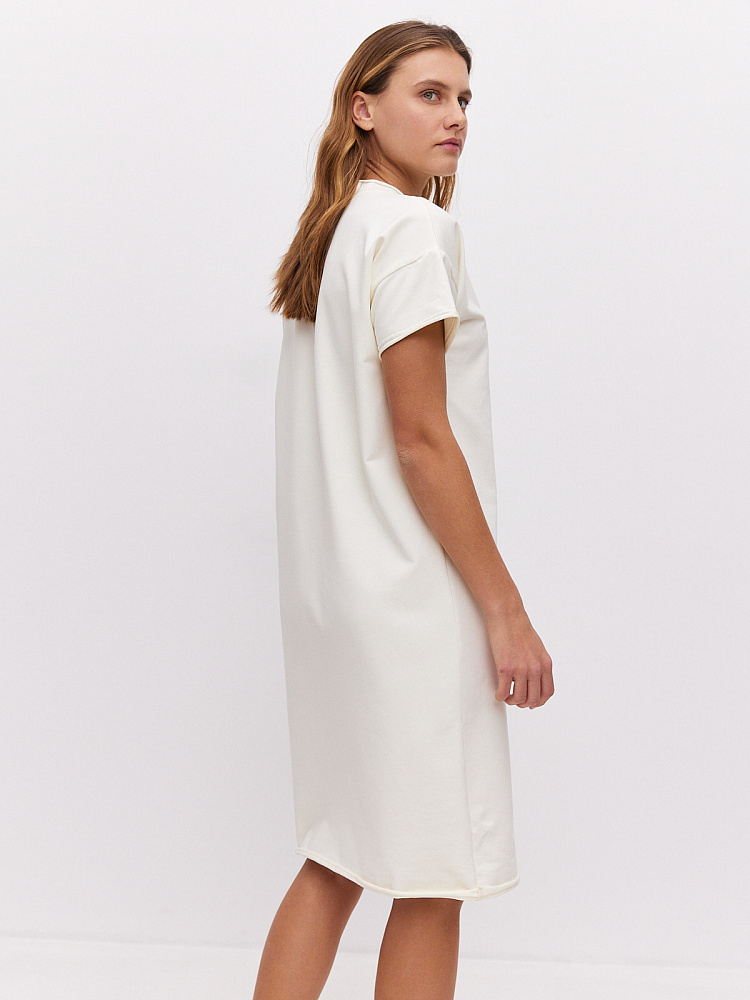 Платье длинное из футера Urban chic Молочный_10708