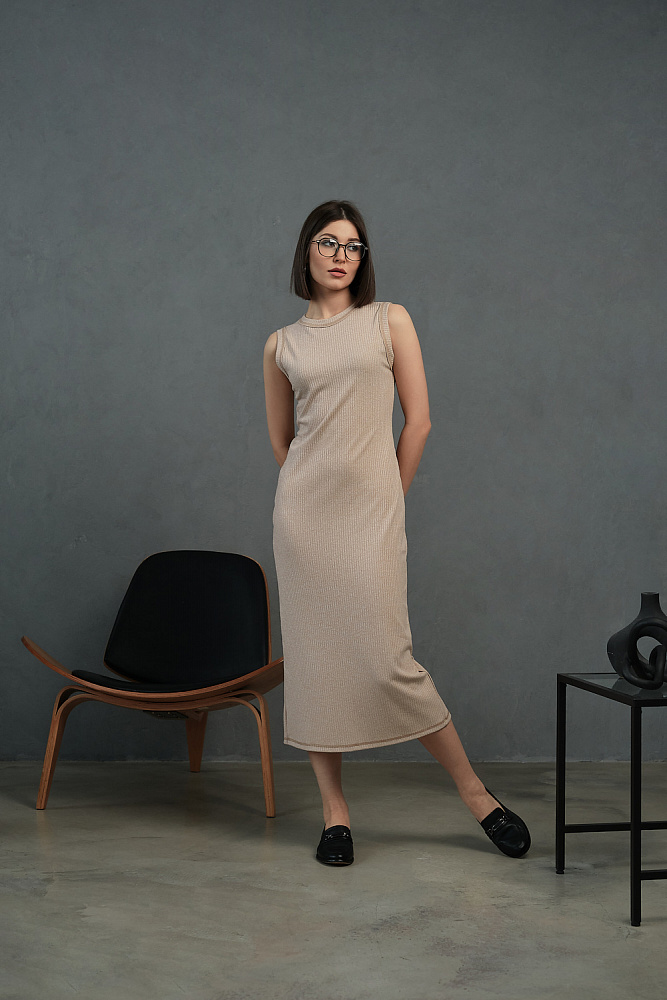 Платье майка длинное без рукава Ribi Молочный_13528