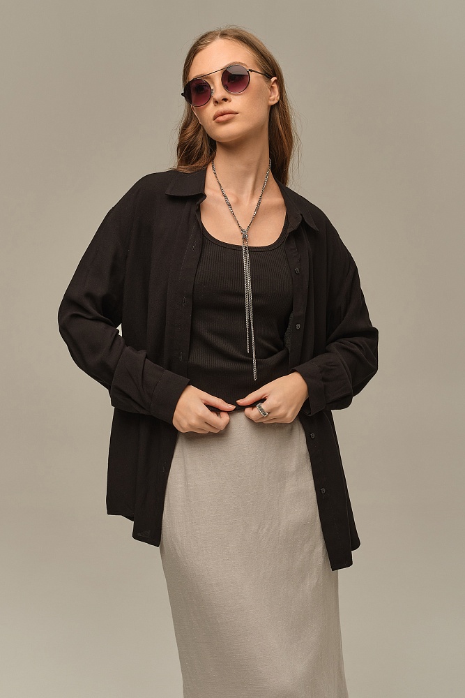 Майка трикотажная в рубчик Flat Черный_16666