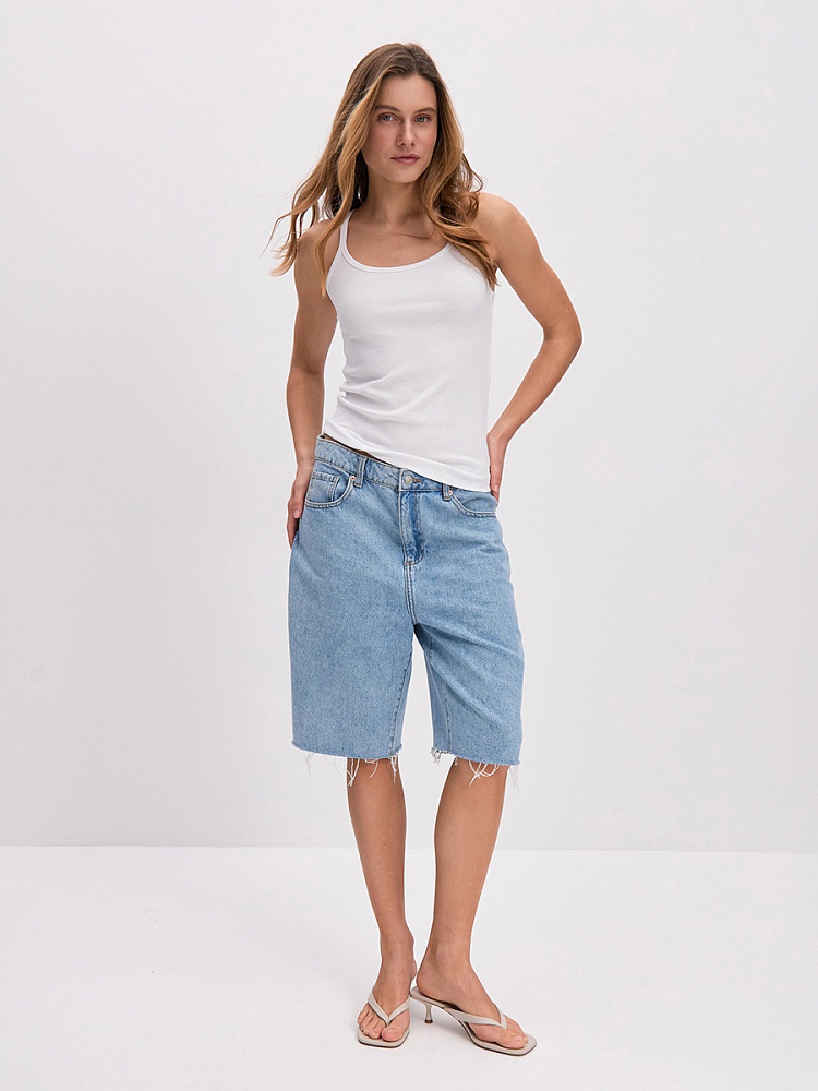 Майка трикотажная в рубчик Basic Белый_14254