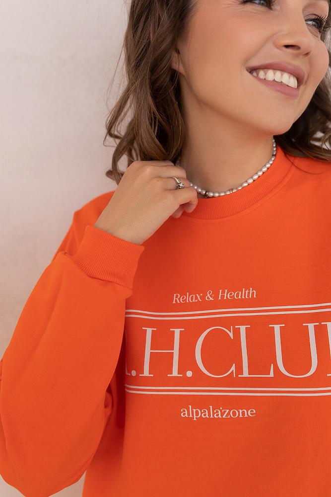 Свитшот из легкого эластичного футера с принтом Urban chic Оранжевый_9687
