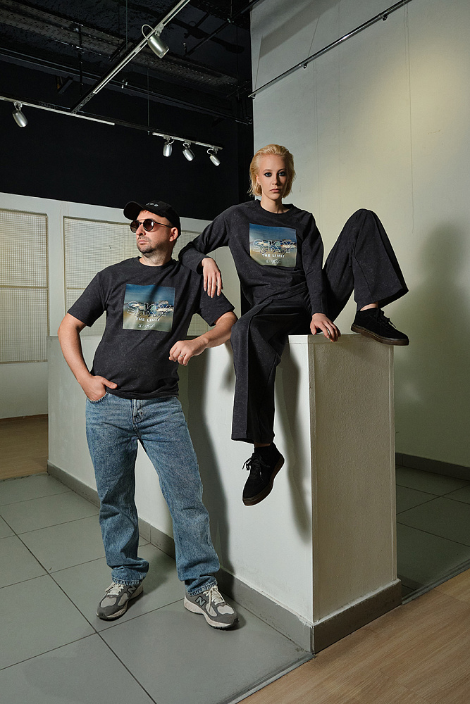 Лонгслив из эластичного футера Art moment Серый туман/ Sky_15255