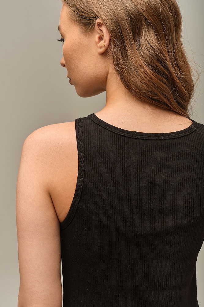 Майка Американка трикотажная в рубчик Flat Черный_16061