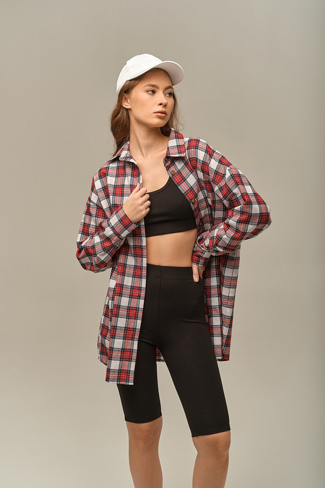 Велосипедки трикотажные в рубчик Flat Черный_15830