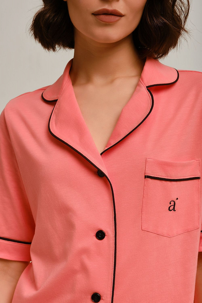 Рубашка с коротким рукавом и кантом Vis-a'-Vis Лососёвый_12531