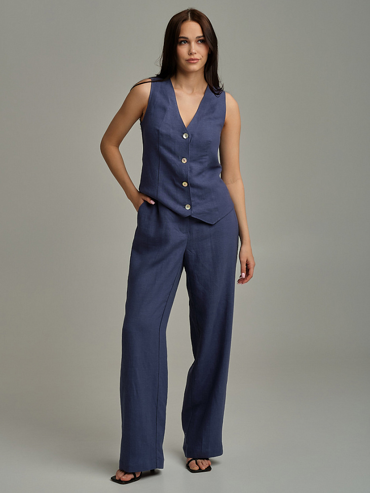 Прямые брюки изо льна Sonet Дымчато-синий_9800