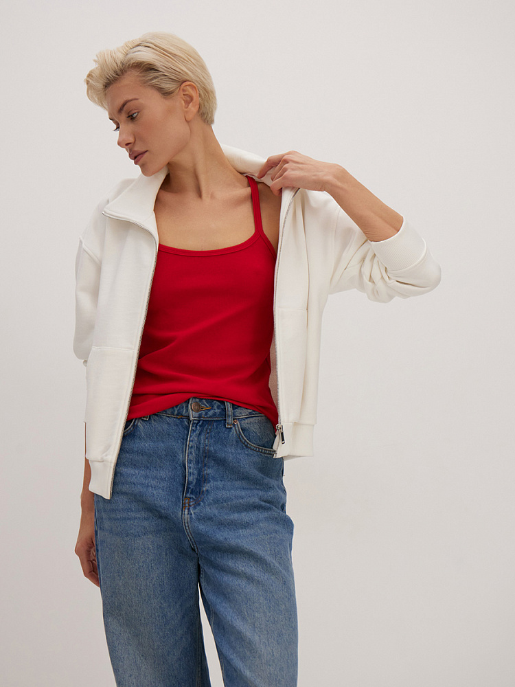 Майка трикотажная в рубчик Basic Красный_13864