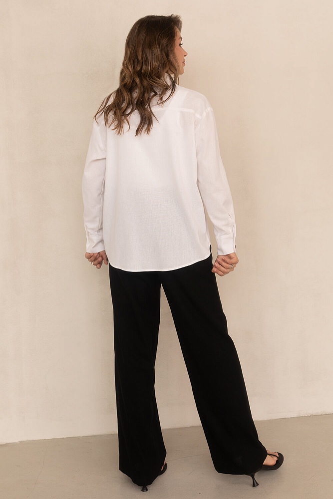 Рубашка оверсайз изо льна с длинным рукавом Sonet Белый_5954