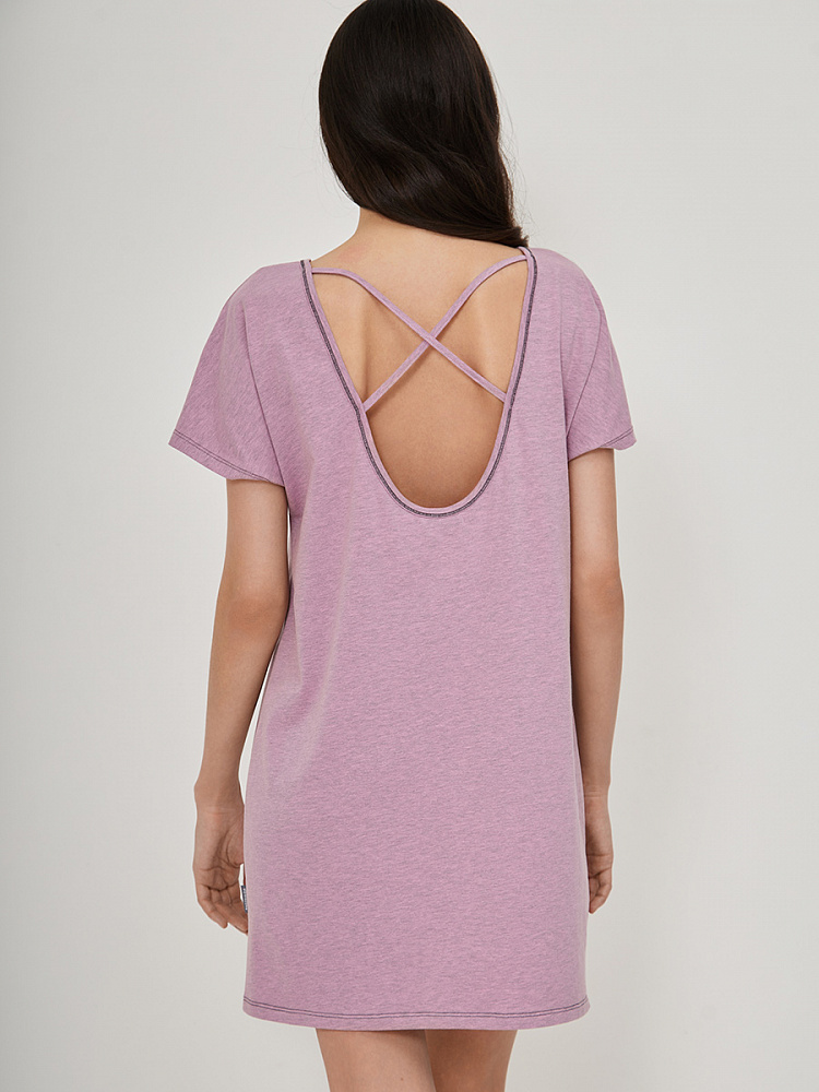 Платье сорочка с принтом и вырезом на спине  Medea Пыльно-лиловый_13478