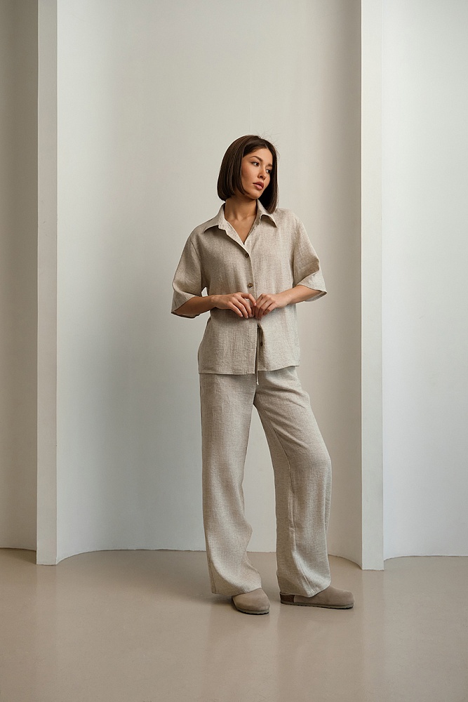 Прямые брюки изо льна Sonet Бежевый_15010