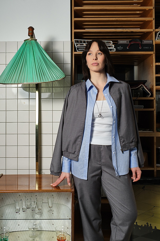 Рубашка голубая из хлопка полоска Fresh_19134