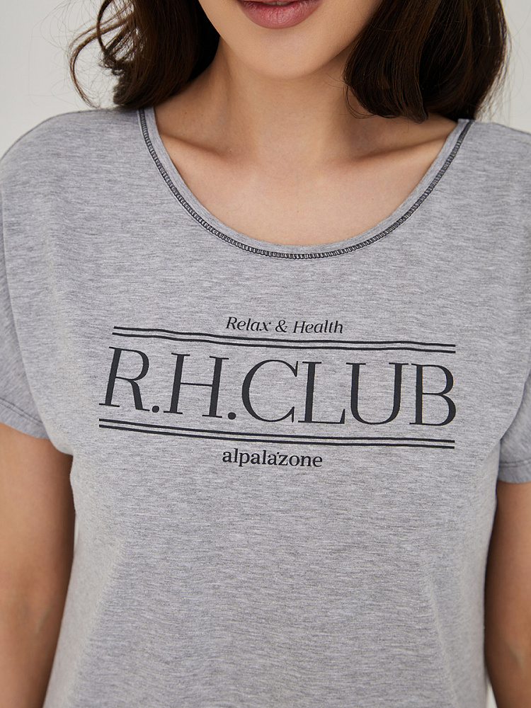 Платье сорочка с принтом и вырезом на спине  Medea Серый/меланж_13290