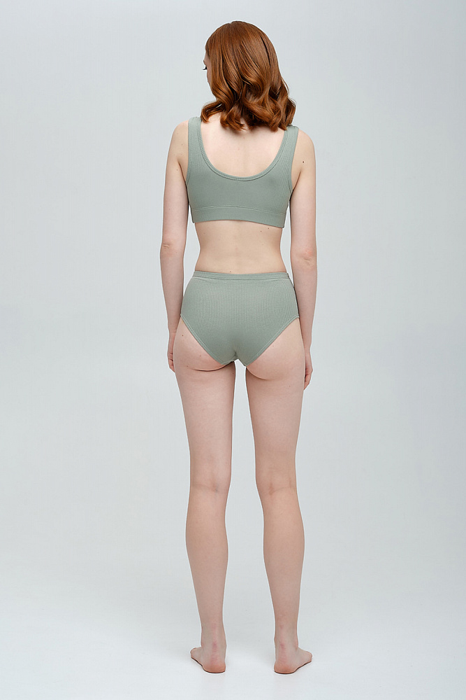 Трусы зеленые трикотажные в рубчик Оливка Basic_8320