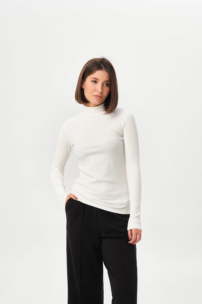 Лонгслив трикотажный в рубчик Flat Молочный_16903