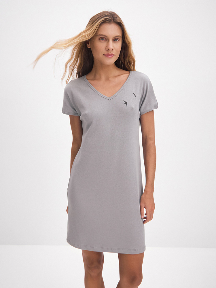 Платье в рубчик Basic Темно-серый_13145