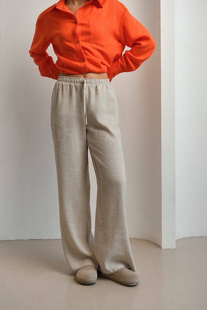 Прямые брюки изо льна Sonet Бежевый_15012