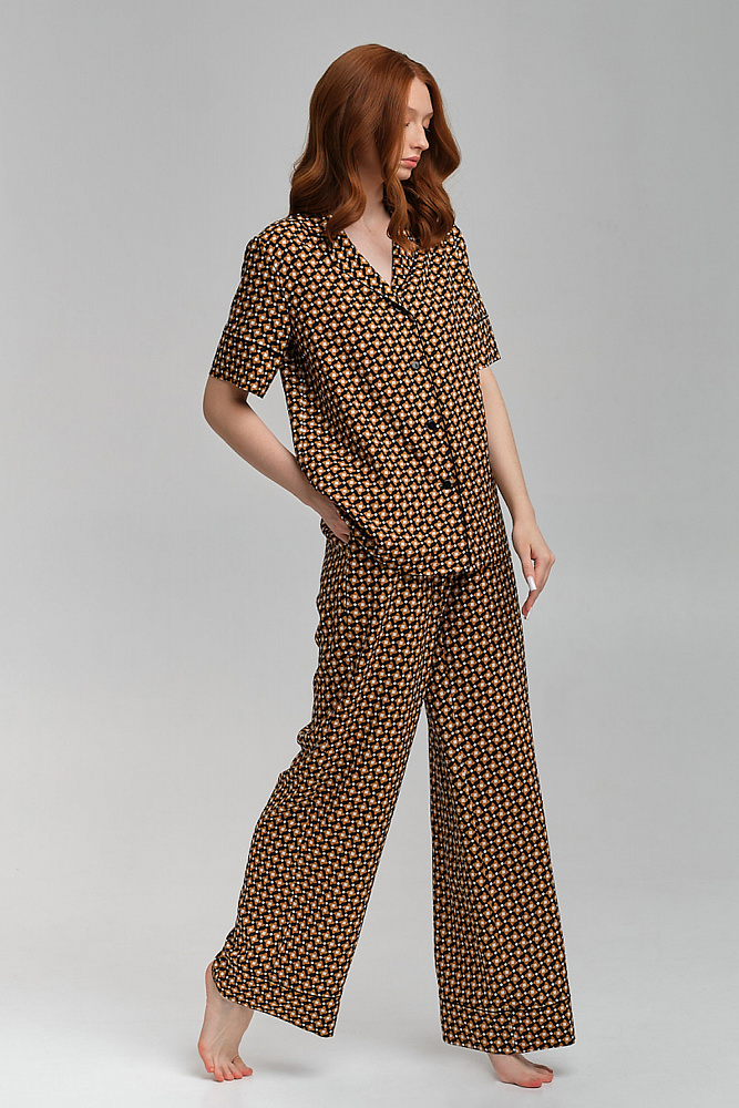 Прямые брюки из струящегося штапеля   Pretty Геометрия_9080