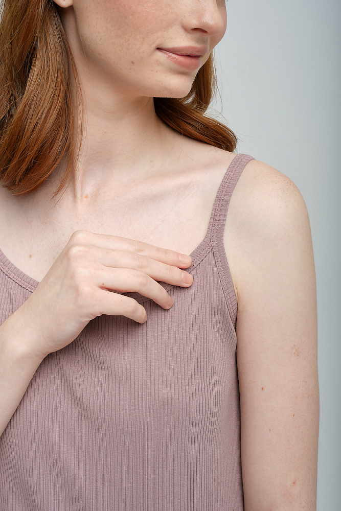 Сорочка трикотажная в рубчик Пудра Flat_8438