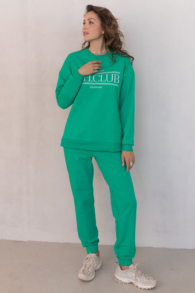 Брюки из легкого эластичного футера Urban chic Зеленый_8301