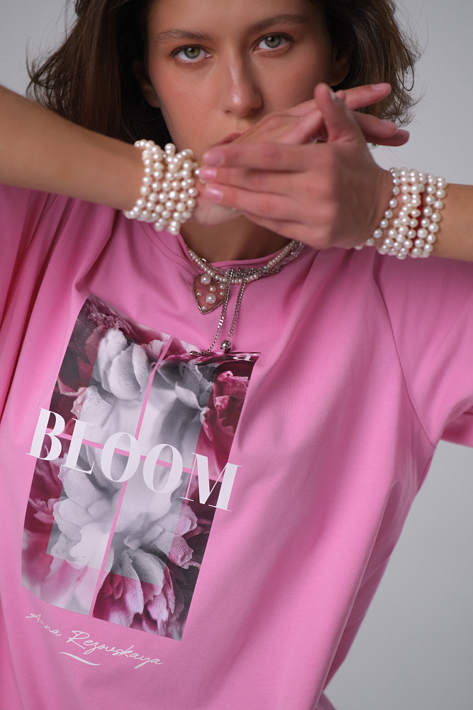 Платье оверсайз Flowers Розовый_10211