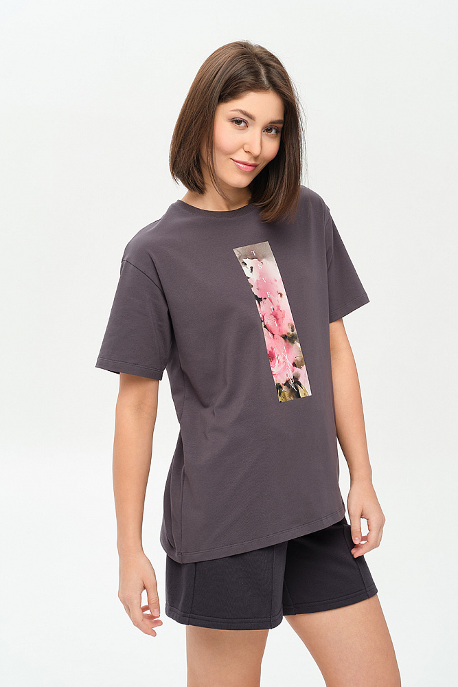 Футболка с принтом Limit Графит/Розовая Роза_14524