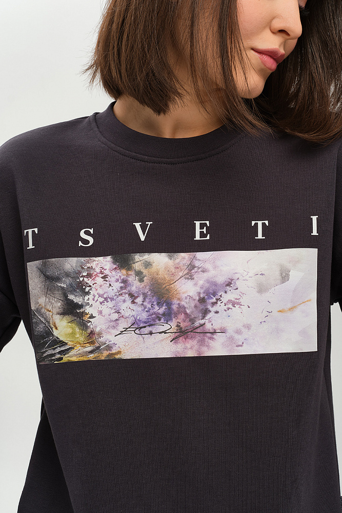 Свитшот из футера Art place Графит/Сирень_14473