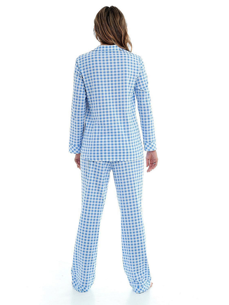 Пижама из хлопка, комплект Slow beauty Бело-синяя клетка_12237