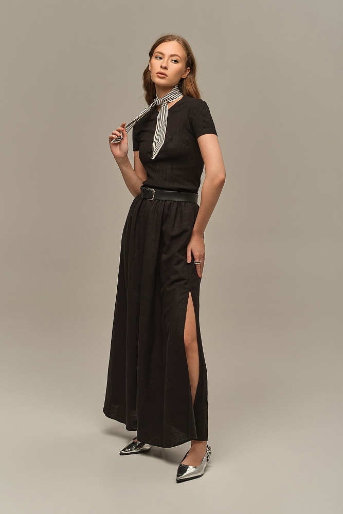 Футболка трикотажная в рубчик Flat Черный_16001